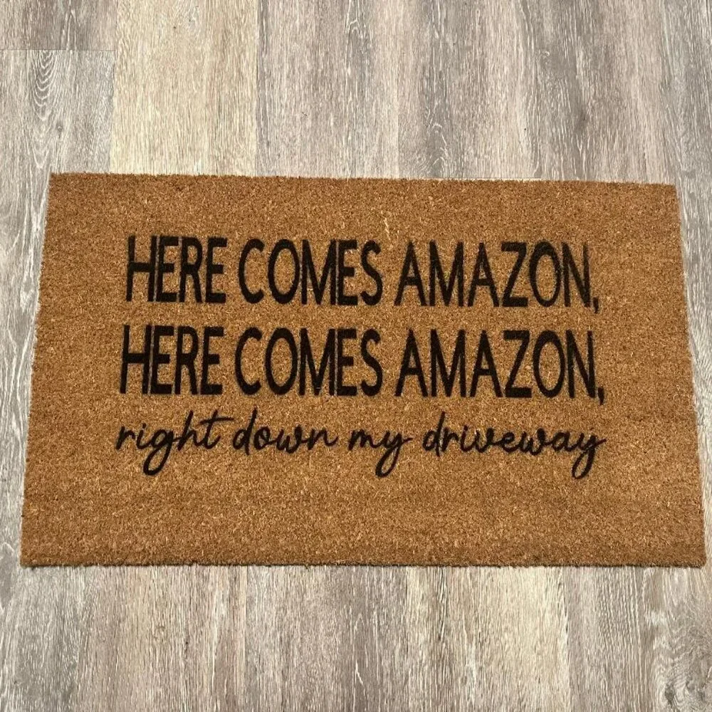 Here comes Amazon decorative coir doormat